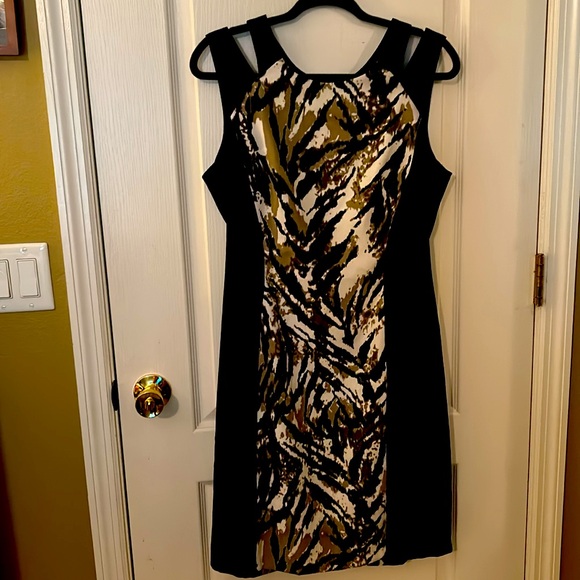 BLACK AND TIGER PRINT DRESS 👗 SIZE 12 - Picture 2 of 9